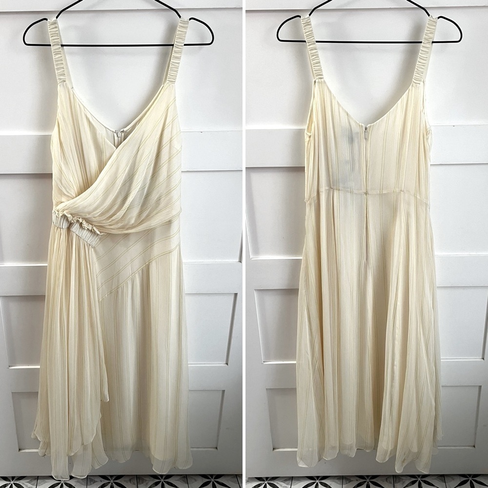 GREY | NWT** Jason Wu Light Yellow & Cream Asymmetrical Dress sz 10 (small flaw)
